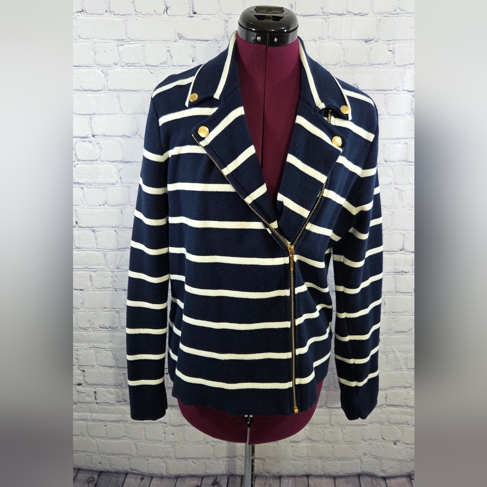 Chaps Navy and White Striped Jacket